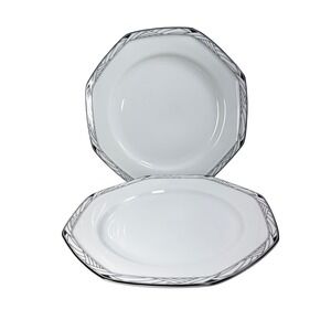 Studio Nova Synthesis Y0031 Octagonal Dinner Plates Black White Set of 2 10.5in